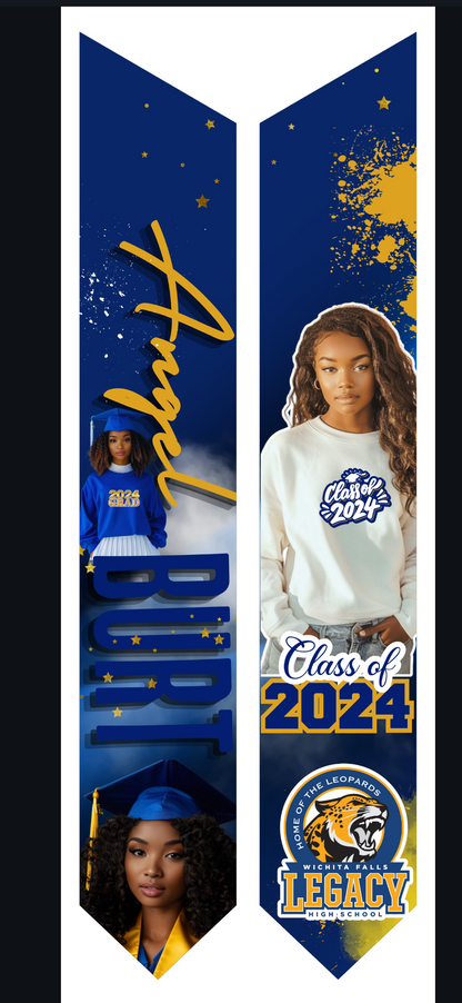 Premium Custom Sublimation Graduation Stoles | Full Coverage + Photos Included
