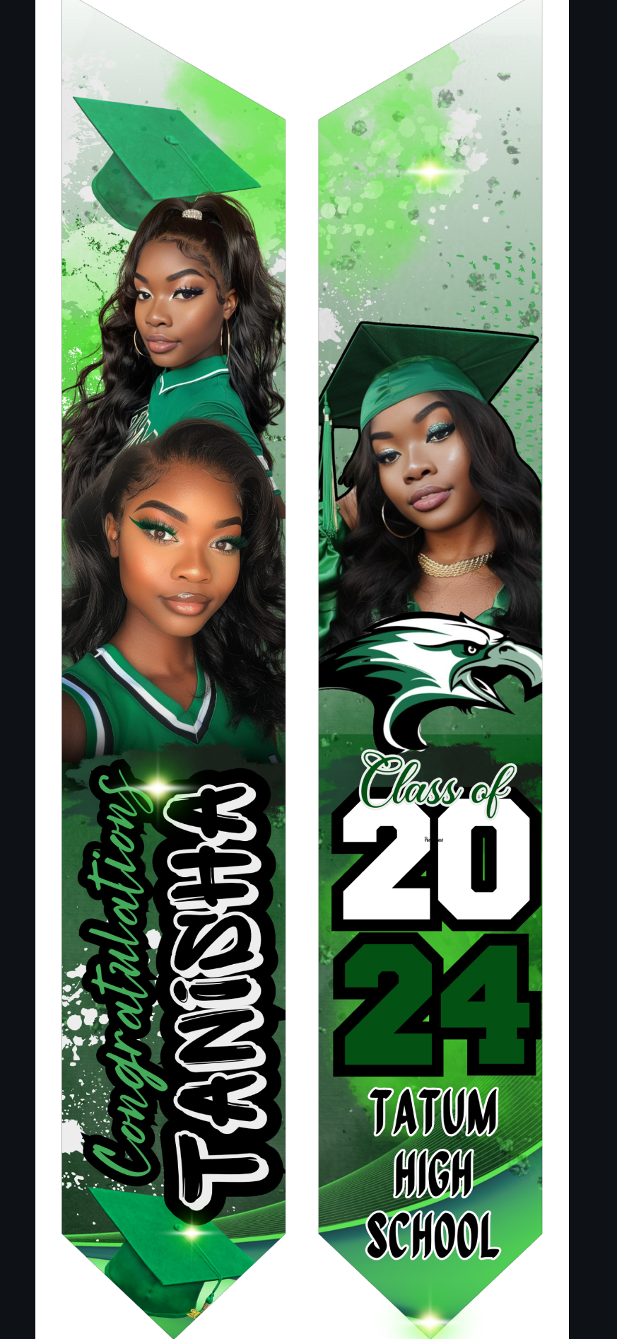 Premium Custom Sublimation Graduation Stoles | Full Coverage + Photos Included