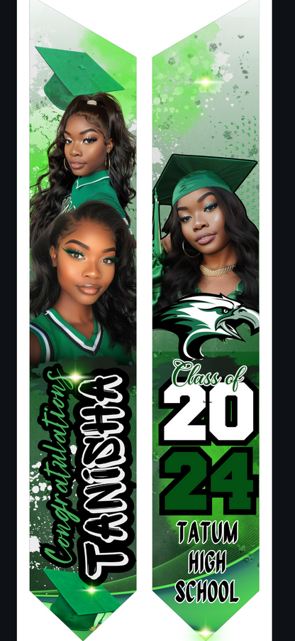 Premium Custom Sublimation Graduation Stoles | Full Coverage + Photos Included