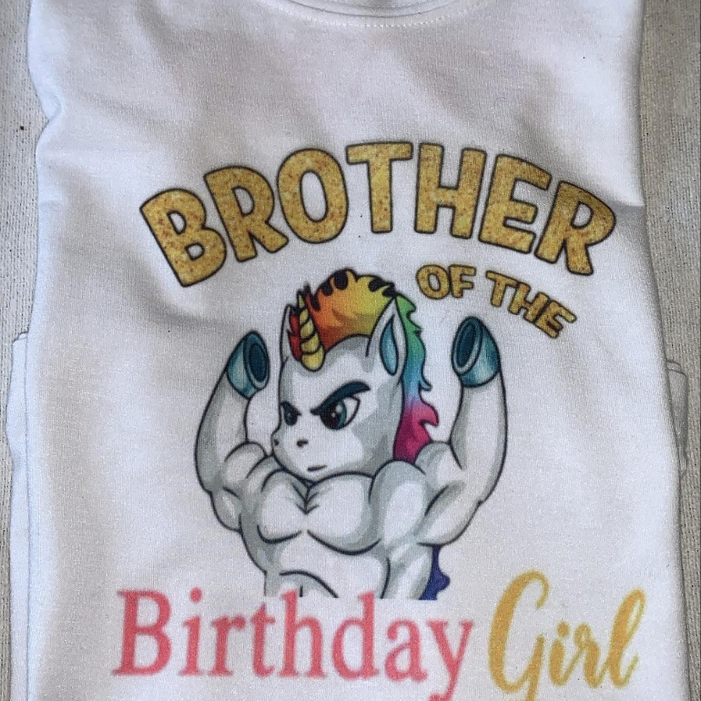 Brother birthday shirt with unicorn-inspired graphic design
