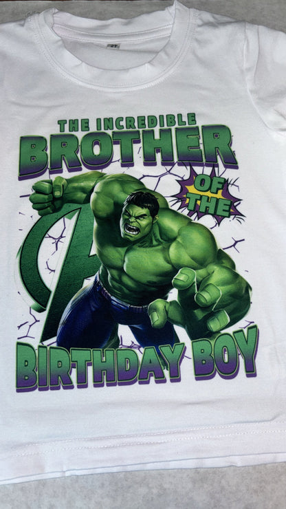 Personalized brother birthday shirt with superhero-inspired graphic