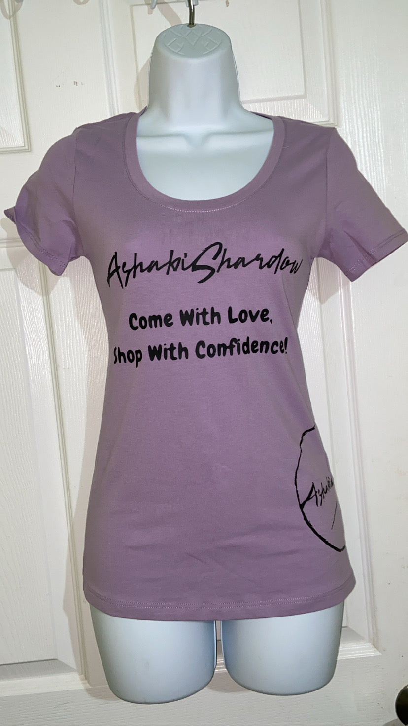 Personalized shirt with custom script text printed on front