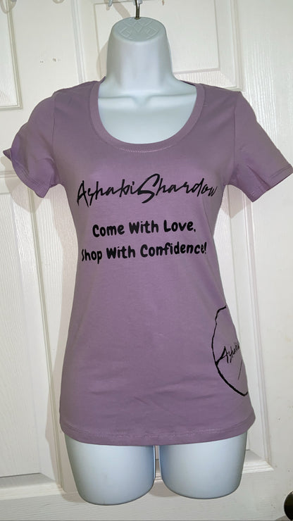 Personalized shirt with custom script text printed on front