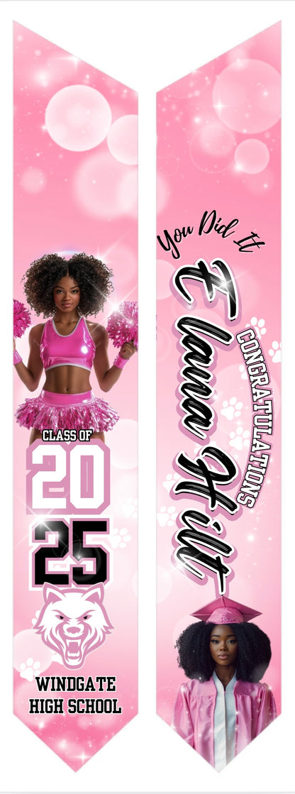 Premium Custom Sublimation Graduation Stoles | Full Coverage + Photos Included
