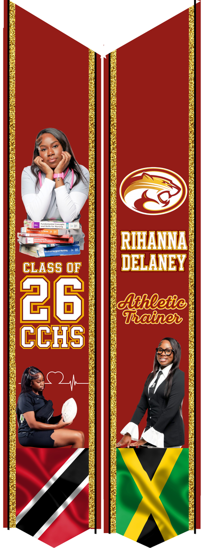 Premium Custom Sublimation Graduation Stoles | Full Coverage + Photos Included