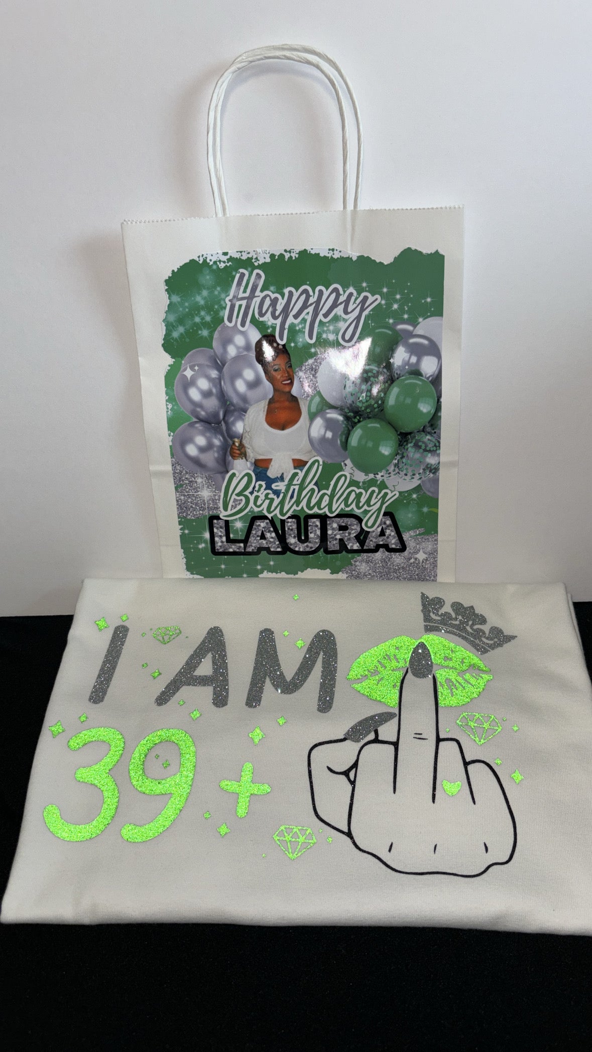 Custom birthday shirt with personalized name and age graphic