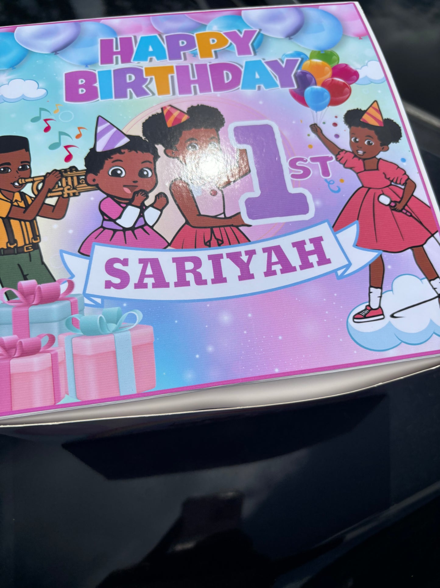 Children's birthday card with colorful design and text 